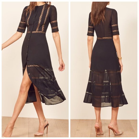 Reformation Dresses & Skirts - Reformation Surrey Lace-Trim Georgette Midi Dress